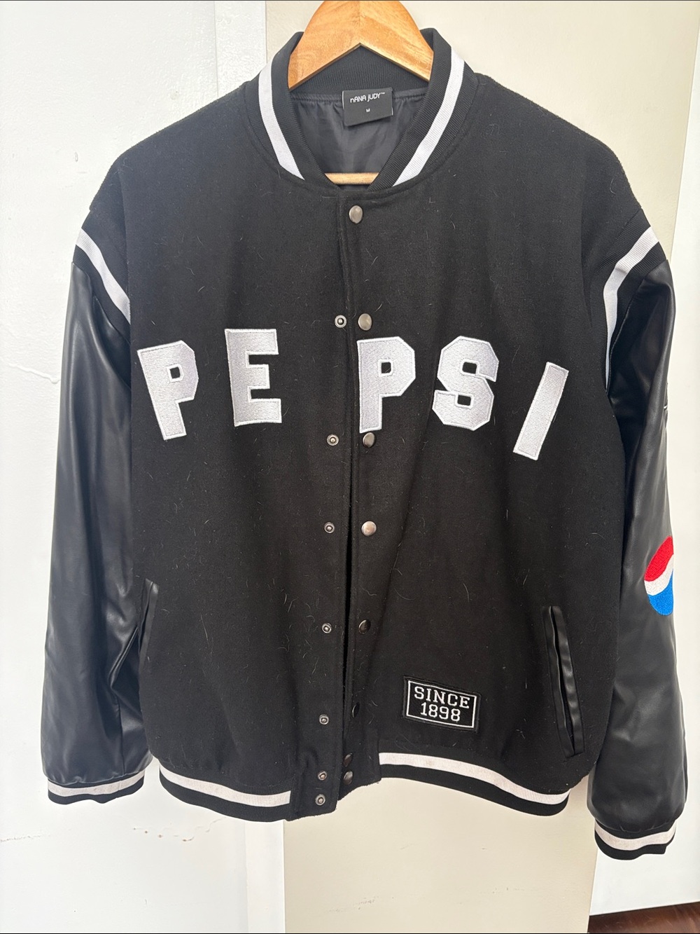 Pepsi Black and White Varsity Bomber Jacket